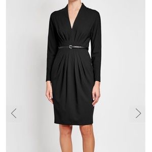 MaxMara virgin wool black belted sheath dress 2